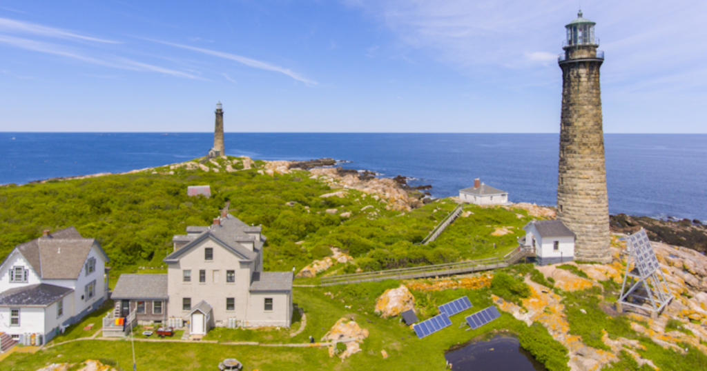 Thacher Island Twin Lights on Thacher Island in Rockport, Massachusetts