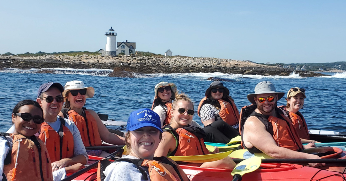 Kayakers off the coast of Gloucester, Massachusetts