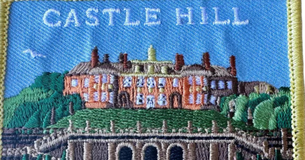 close up of the Castle Hill patch showing Castle Hill on the Crane Estate in Ipswich, MA