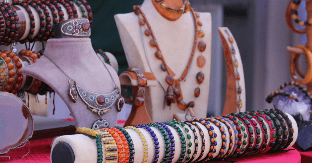 Handcrafted Indigenous jewelry at the Indigenous Art Holiday Market in Boston, Massachusetts