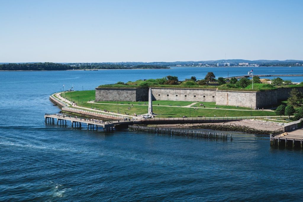View of Ft. independence on Castle Island in South Boston, MA