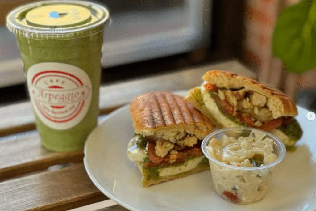 Fresh Panini and juice at Arpeggio in New Bedford.