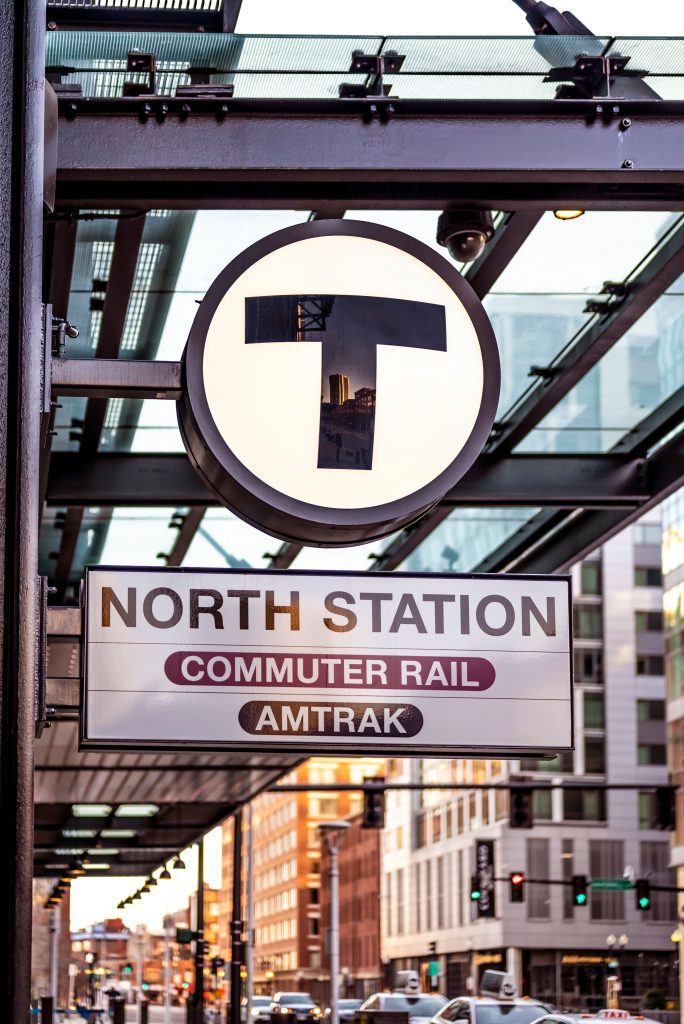 North Station Commuter Rail Sign in Dwntown Boston